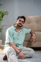 CUPDA Male relaxed Fit Hlaf Sleeve green shirt 3.webp