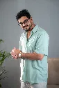 CUPDA Male relaxed Fit Hlaf Sleeve green shirt 2.webp