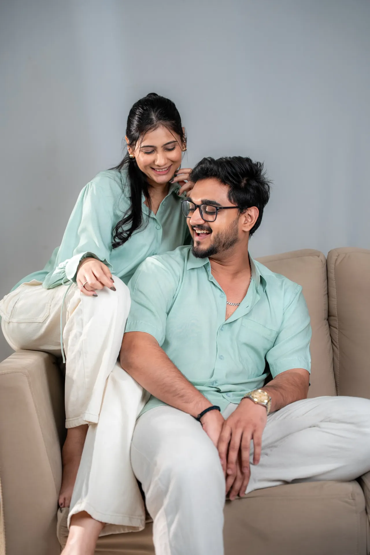 [887766] Mint Harmony Couple Shirt Set (S, M)